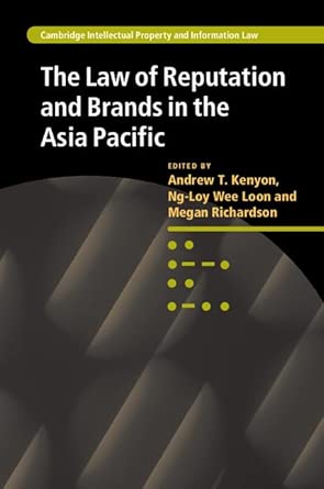 The Law of Reputation and Brands in the Asia Pacific: 16 book cover