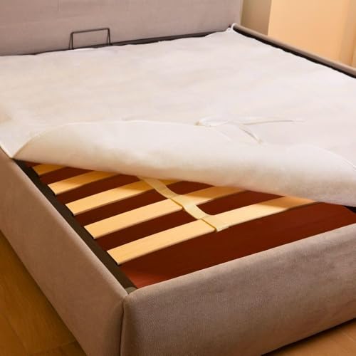 MAXIME MAISON - Cubresomier de matrimonio 170 x 200 de fieltro con lazos en las esquinas, cubresomier de cama de matrimonio hipoalergénico y antiácaros, transpirable, fabricación Made in Italy
