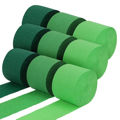 Green Crepe Paper Streamers 9 Rolls 738ft, 1.77 Inch x 82 Ft/Roll by WSICSE - Used condition - US$8.09