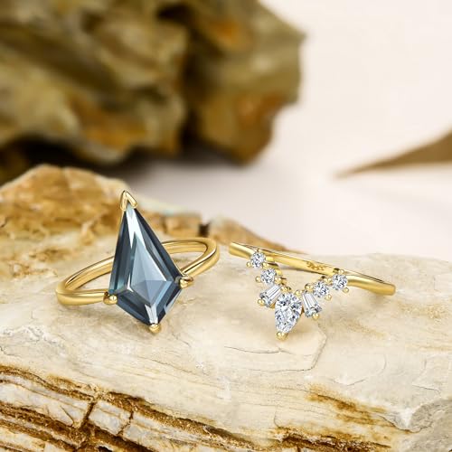 LAZLUVU Women Crystal Stackable Rings Set 3A Cubic Zirconia Eternity Engagement Blue Green Red Stone Ring4