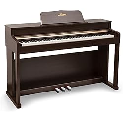 ZHRUNS Digital Piano, 88 Key Full Weighted Keyboard Piano, Professional Acoustic Heavy Hammer Piano Keyboard, with Sheet Music Stand, Triple Pedal, Power Adapter, Supports USB-MIDI Connecting, Brown