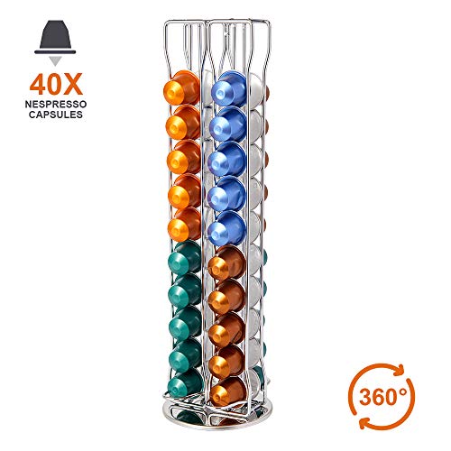 ilimiti Porte capsules nespresso vertuo, Rotation à 360° et antidérapant, Rangement capsule nespresso vertuo, Économisez de l'espace, Distributeur capsule, Support capsule, Compatible avec 40 Capsules