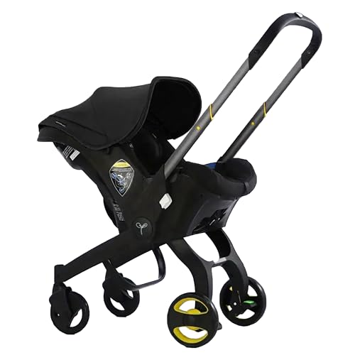 Baby Stroller Foldable Light Weight with Car Seat | Stroller Canopy | 4-in-1 Travel Stroller for Newborns up to 2 years old 2-Way Push Handle Head Support Brakes (Baby Stroller Car Seat - Black)