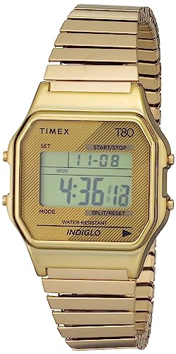 Timex T80 34Mm Unisex-Adult Watch – Gold-Tone With Stainless Steel Expansion Band #TOP15