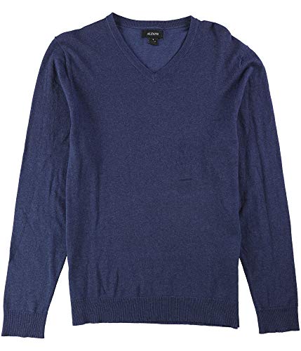 Alfani Mens Heathered Knit Sweater, Blue, Small