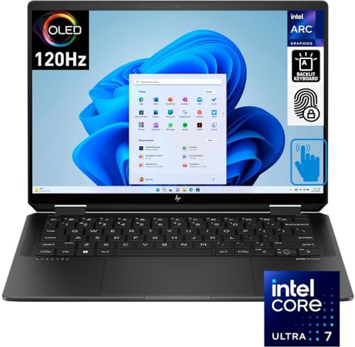 Image of HP Spectre x360 2-in-1 Laptop 14.0 inch 120 Hz 2.8K OLED Touch (Intel Evo Ultra 7-155H, Intel Arc, 32GB LPDDR5X, 2TB SSD, Backlit KB, FP Reader, 2 TB4,Win 11 Home) w /DKZ USB Port Expander