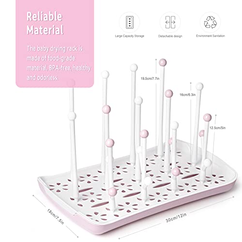 Termichy Baby Bottle Drying Rack, Large Capacity Baby Bottle Rack For Bottles, Dry Rack With Removable Water Tray (Pink) #TOP1