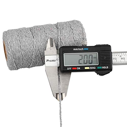 Image of jijAcraft Gray Twine String, 328 Feet Soft Cotton Butcher Twine String for Gift Wrapping, DIY Crafts, Cooking, Home Decoration String, Art Gardening, Package