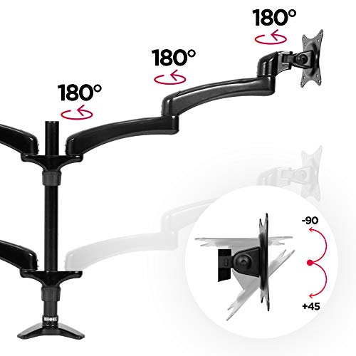 Duronic Monitor Arm Stand Dm454 | Quad Pc Desk Mount | Aluminium | Height Adjustable | For Four 15-27 Inch Led Lcd Screens | Vesa 75/100 | 11Lbs Per Screen | Tilt -90°/+45° Swivel 180° Rotate 360° #TOP4