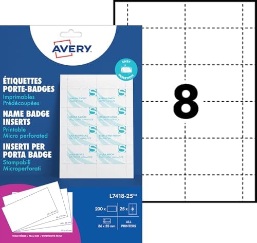 Amazon.com : Avery L7418-25 Printable Double-Sided Name Badge Inserts ...