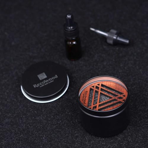 トライアングル カーディフューザー アロマディフューザー 車 無香料 置き型 天然木 缶 ボトルホルダー おしゃれ フタ付き 日本製 国産 木 北海道 高級 ブビンガ アロマウッド RECOWOOD