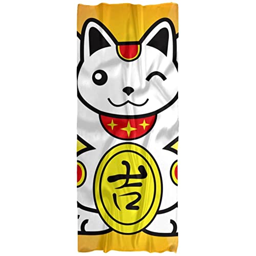 Châle chinois chat porte-bonheur jaune pour les fraîcheurs d'automne
