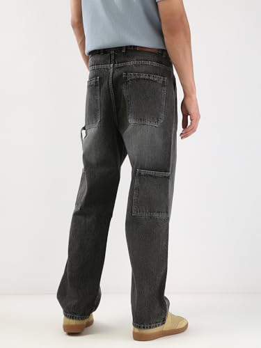 Image of Urbano Fashion Men's Loose Baggy Fit Cargo Carpenter Jeans with 6 Pockets Non-Stretchable