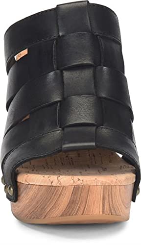 KORK-EASE Devan Women's Heeled Sandal – Hand-Burnished Woven Leather with Antiqued Rivets & Woodgrain Heel3