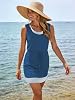 Vestidos de Verano para Mujer con Escote Redondo, Sin Mangas, Falso Dos Piezas, Cintura con Cordón y Bolsillos 8