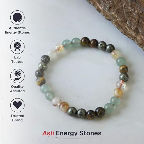 Image of Money Magnet Bracelet for Men & Women | Pyrite & Tiger Eye Crystal Band with Citrine, Aventurine Natural Stone Beads | Financial Growth, Confidence, Positive Energy & Stylish Daily Wear | bracelet for men and women