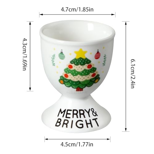 Image of Cinf Christmas Ceramic Egg Cups, Set of 2, Boiled Egg Holders for Breakfast | Set of 2 ceramic egg cups, festive Christmas design, easy to clean, ideal for boiled eggs, breakfast and table