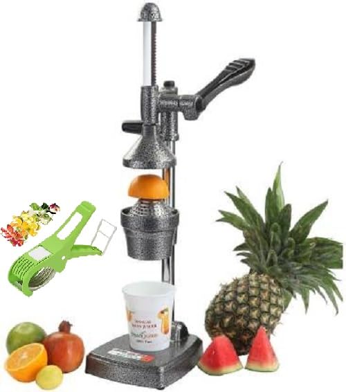 BRITELINE Manual Hand Juicer with Vegetable Cutter | Juicer Handy for Kitchen For Fruits & Vegetables Hand Juicer (Silver)
