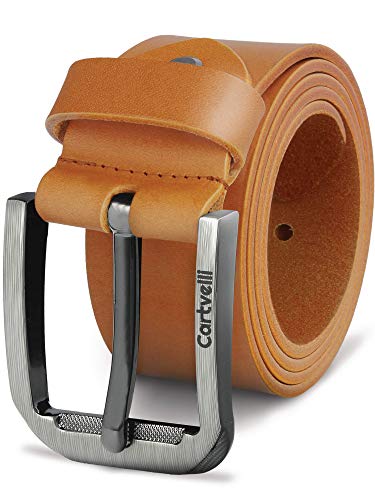Cartvelli Ceinture homme cuir marron 85 cm - cuir de vachette pleine fleur 40 mm - Made in Germany - leather belt men brown cuero - pour jean, costume,...