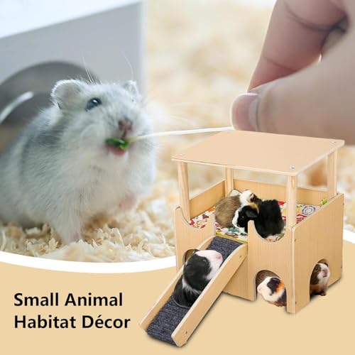 Maison de lapin d'intérieur double couche en bois pour cage - 4