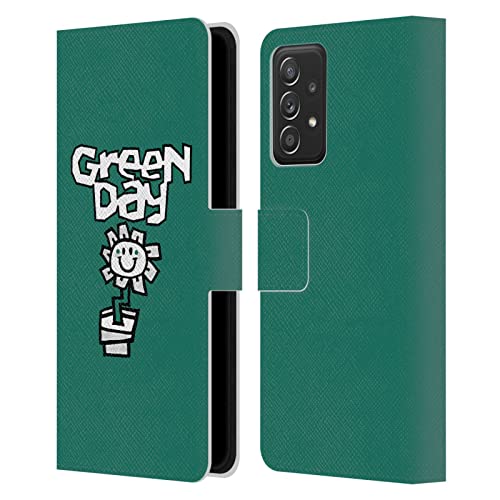 Étui en Cuir Premium Green Day Fleur pour Samsung Galaxy A53 5G