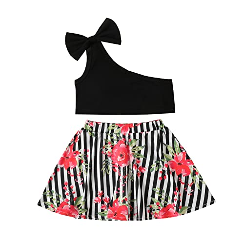 2019 Ropa Niña Verano 2 a 3 4 5 6 7 años | Moderna Camisa de Gasa sin Tirantes con Volantes + Pantalones Cortos a Rayas | 2PC/Conjunto de Oferta | para Fiesta | Marca Fossen Cover