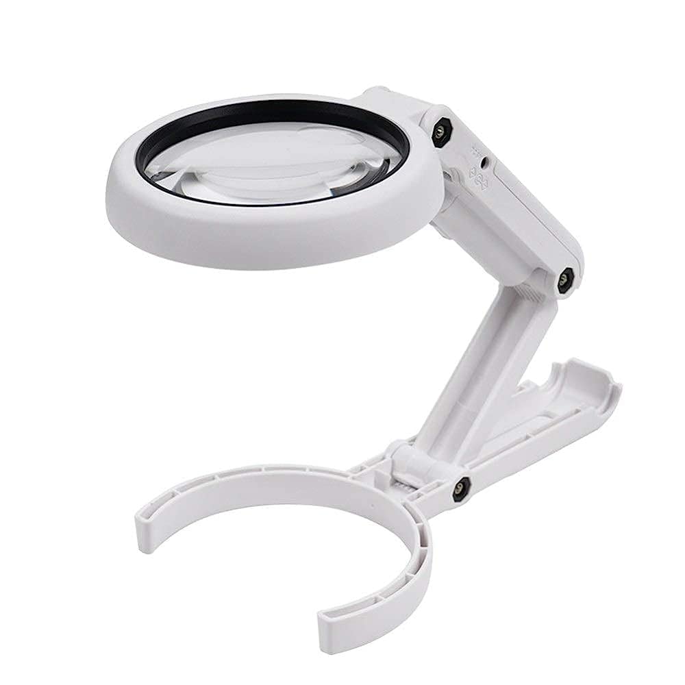 asdchZen Led Illuminated Magnifier With 10X 20X Magnification Lightweight Handheld Magnifying Glass,For Reading Inspection Magnifier/White