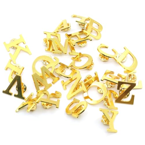Image of 10Pack A-Z 26 Letters Pins Brooches Silver Plated Metal Broaches Pins-GOLD Initial Breast Brooch pin Tack Name Personalized Gifts for Women Men