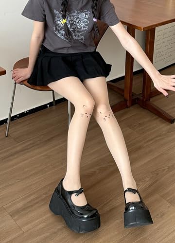Image of Erinaco Women's Flower Pattern Sheer Footed Pantyhose Control Top Tights Stockings with Reinforced Toes