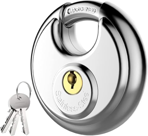 Image of Lock for Main Door, Gate, Shops & Offices | Heavy-Duty Lock with 3 Keys | SS304 Steel Body | Ultra Technology | Rust-Resistant Silver Finish | High-Security Padlock (Compack Small 70mm)