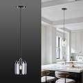 Nwaprh Pendant Light for Kitchen Island, Black Modern Crystal Glass Modern Pendant Lights, Dome Pendant Light in Kitchen Island, E12 Bulb Indoor Island Pendant Lights,for Dining Room,Living Room