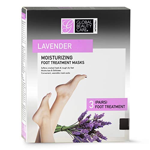 Global Beauty Care Premium Exfoliating Treatment Foot Spa Mask Peeling Away Calluses and Dead Skin for Men & Women Baby Soft - 3 Pairs (Moisturizing-Lavender)