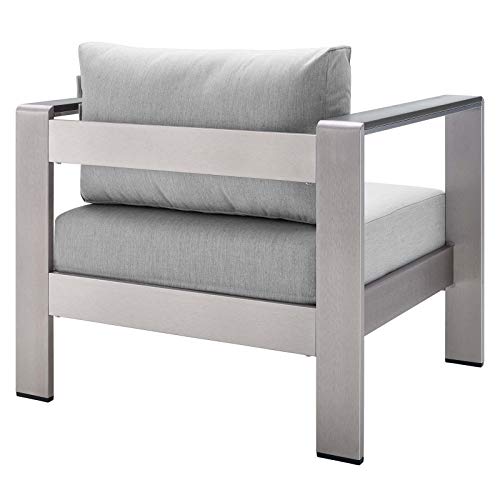 Modway Eei-4316-Slv-Gry-Set Patio Aluminum 4 Piece Set In Silver Gray #TOP4