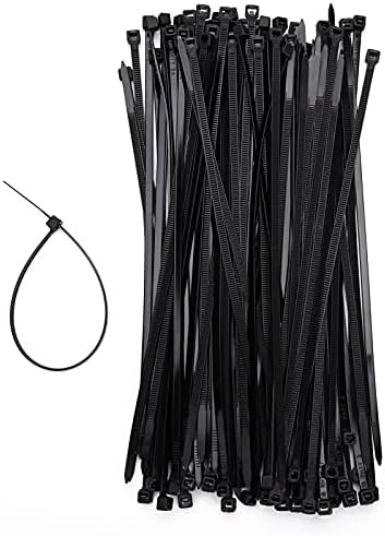 Beinear 100 Pack of Black Cable Ties, 200mm x 3.6mm, 8" Premium Tie Wraps - Self Locking, Strong Nylon Zip Ties