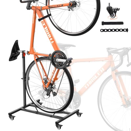 Vertical Bike Stand Freestanding Space-Saving Bike Rack with Adjustable Height for Wheels Sizes up to 29 Indoor Bike Storage Rack for Garage & Apartment Upright Bicycle Floor Holder for MTB Road Bike