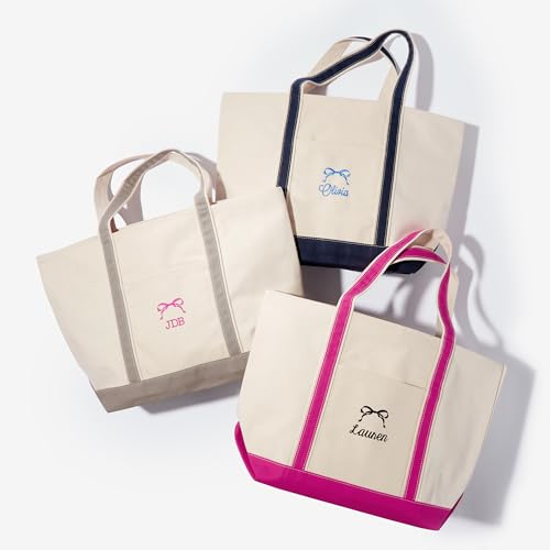 Personalization Universe Darling Bow Embroidered Weekender Tote – Custom Name, Initial, or Monogram – Heavy-Weight Canvas3