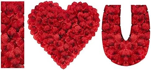 2000Pcs Artificial Fake Red Rose Petals, Romantic Silk Flower Petals Confetti for Bedroom Bed Wedding Valentine's Day Propose Decorations