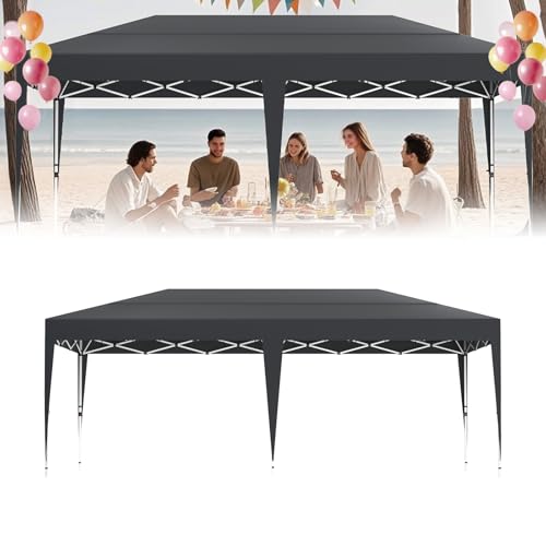UISEBRT Pabellón plegable, 3x6, plegable, carpa para fiestas, impermeable, protección UV, altura ajustable, pabellón, exterior, incluye bolsa de transporte y anclajes de suelo, antracita