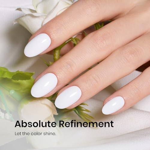 Image of Beetles White Gel Nail Polish - 15ml Full Size White Color French UV Nail Polish Soak Off Nails Art Manicure Salon DIY French Nails Design Home Snowdrop Colorful Bottle Gel