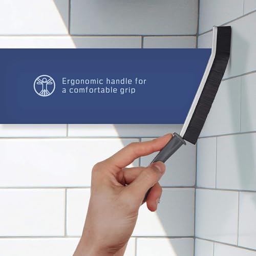 Image of The Dead Corners of Bathroom Grout Scrubber Deep Bathroom Gap Brush Mutli-Surface, Angled for Household Cleaning, Kitchen Cleaning and Home Grey.