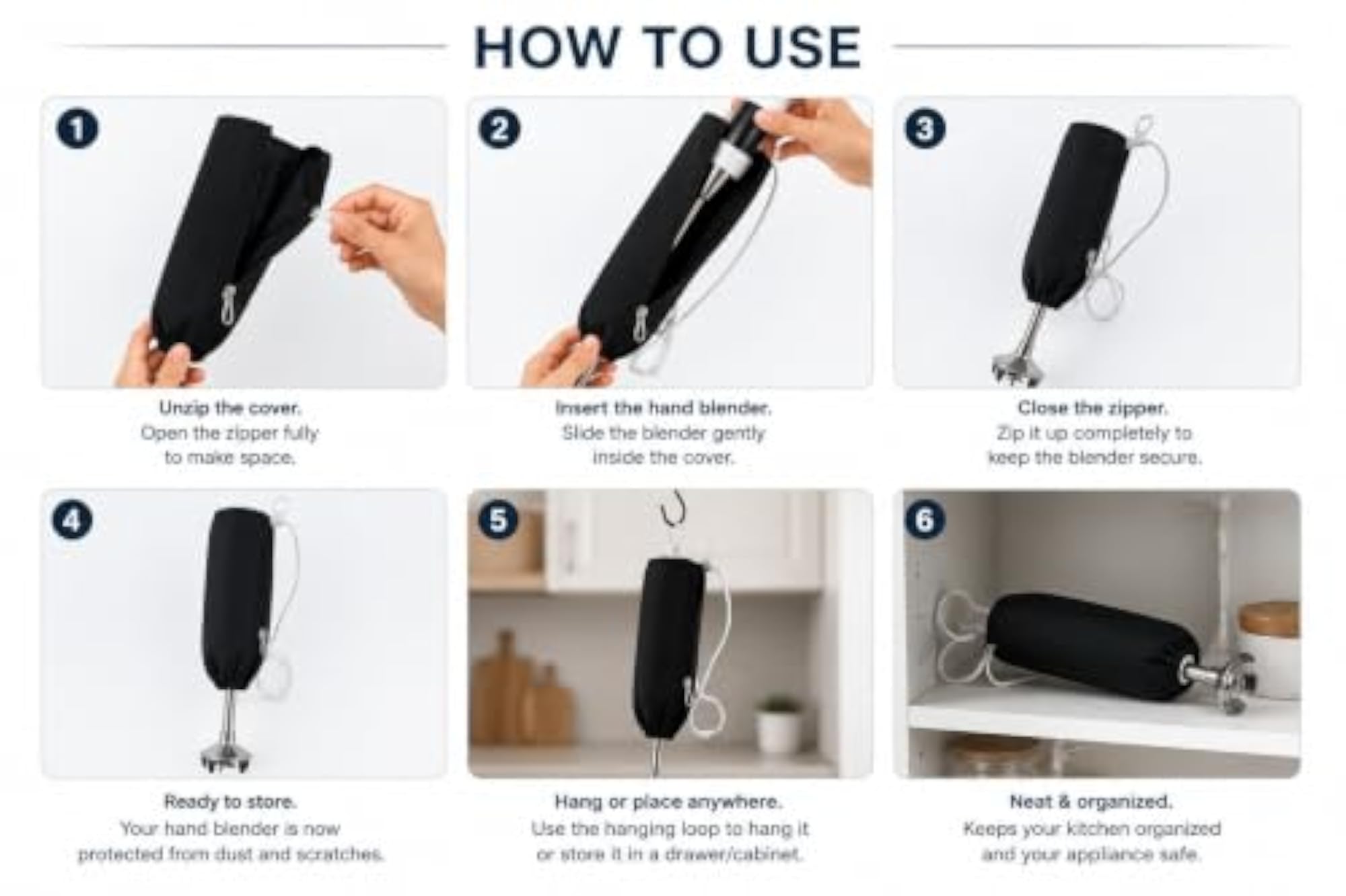 Dustproof Storage Cover for Hand Blender, Protective Fabric Sleeve