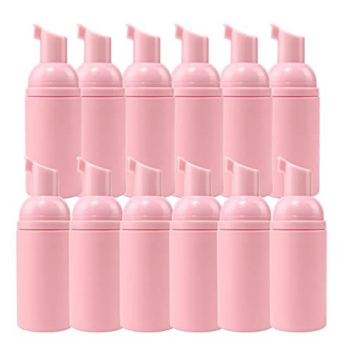 12 botellas de bomba de espuma rosa de 30 ml, plástico, vacío, recargable, de viaje, dispensador de espuma, contenedor para jabón de manos, champú, gel de baño, limpieza, paquete de cosméticos Cover