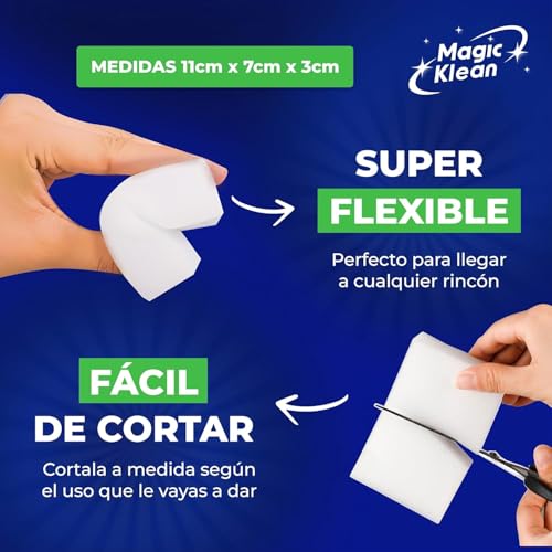 Image of Magic Cleaning Sponge Pack of 5 | High Density Melamine Foam Eraser | Removes Tough Stains, Oil & Dirt | Multi-Purpose Cleaner for Kitchen, Bathroom, Walls, Shoes & Car | No Chemical, Just Water