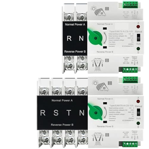 Inverseur de source automatique ATS 4P 230V 125A pour système photovoltaïque et onduleur