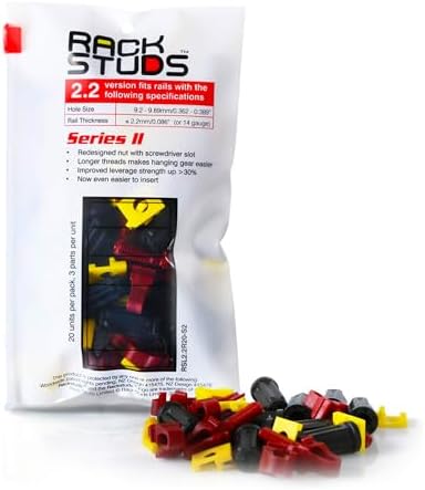 Rackstuds R20 Series II - Server Rack Screws 20 Pack | Cage Nut Replacement | Red 2.22mm/0.086" | A Faster, Easier Solution for Rack mounting Gear in 19" Racks with Square Punched Vertical Rails