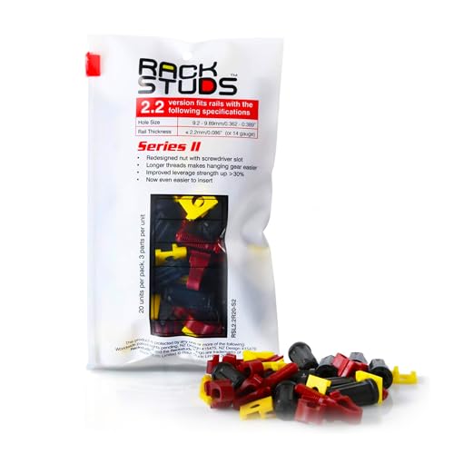 Rackstuds R20 Series II - Server Rack Screws 20 Pack | Cage Nut Replacement | Red 2.22mm/0.086' | A...