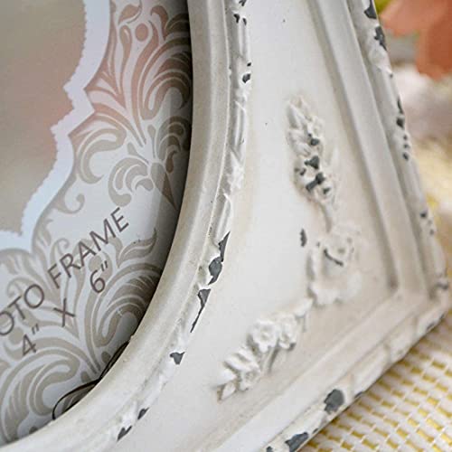 Cisoo Antique Picture Frame 4X6 Vintage Photo Frame Table Top Display And Wall Hanging Home Decor, Rustic Distressed White #TOP5
