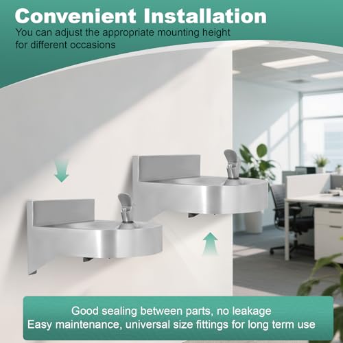 Water Drinking Fountain Wall Mounted, Compact Size with One-Click Water Output, Made of Stainless Steel for Indoor & Outdoor in Schools, Gyms, Parks