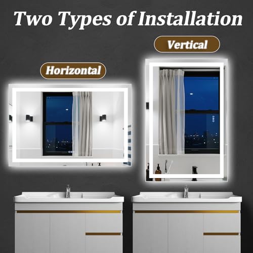 VETROVUE 36"x30" Smart LED Bathroom Mirror - Dimmable Brightness, Backlit & Frontlit Lighting, 3 Color Modes, Anti-Fog, Memory Function, Wall Mounted Lighted Vanity Makeup Mirror by VETROVUE - Image 6