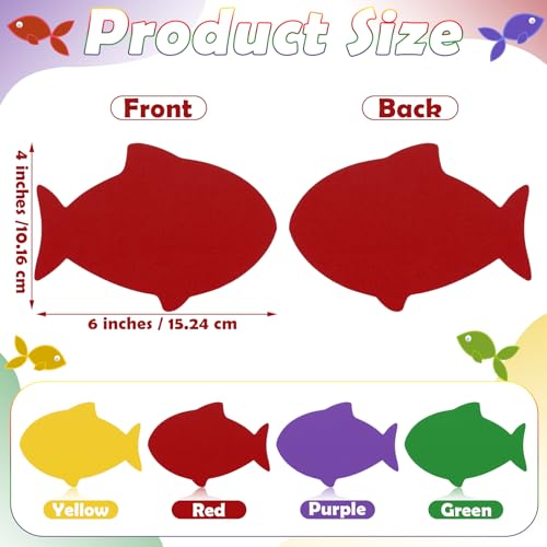 Image of Ireer 48 Pcs Large Foam Fish Cutouts 6 Inch Colorful Fish Shapes Classroom Bulletin Board Decoration Back to School Foam Die Cut for Teachers Crafts DIY Office School Chalkboard Wall Decor